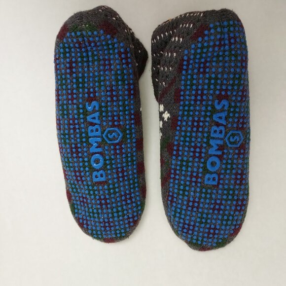 Bombas Gripper Slipper Unisex Size Small Charcoal Sherpa Lined Bootie House Sock - Picture 10 of 13